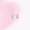 Versatile bow necklace women's niche pendant wind collarbone chain temperament high-end necklace pink
