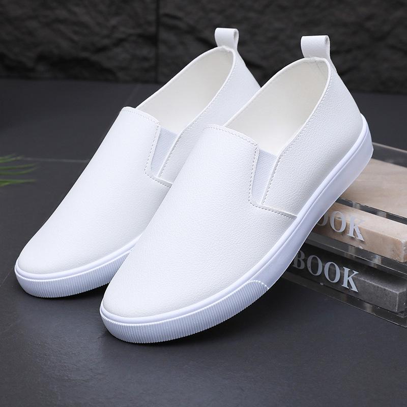 Versatile Women's White Slip-on Shoes - Autumn/Winter Flat Leather Sneakers for Nurses and Students