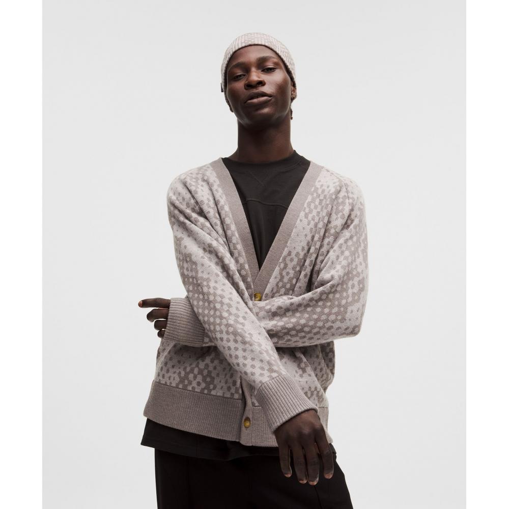 Lululemon Merino Wool Cardigan  Slnsh Collection From Afar Knit Jacquard Sheer Oak Muli