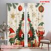 2pcs,2D Plane Printing Curtain Fabric Cute Santa Claus Christmas Tree Gifts (3) Versatile Polyester (without Rod) Decorations