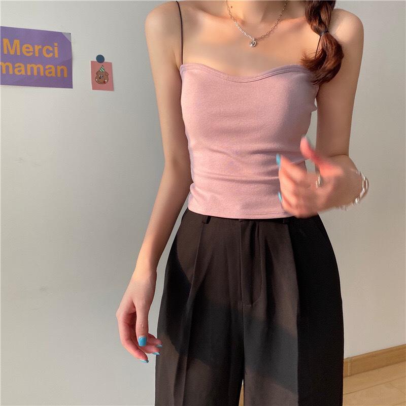 Ölgemälde Mädchen Geripptes Baumwoll-Spaghettiträger-Tanktop mit Wickelbrust-Bandeau und Unsichtbarem Träger Wunderschönes Rückendesign für Frauen
