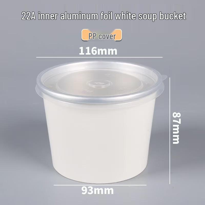 Jednorázová hliníková miska na polévku pro jídlo s sebou a dušenou polévku – Izolovaná obalová krabice