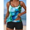 Damen Tankini Badeanzug 2-teilig Blumenmuster Druck Urlaubs Badesachen