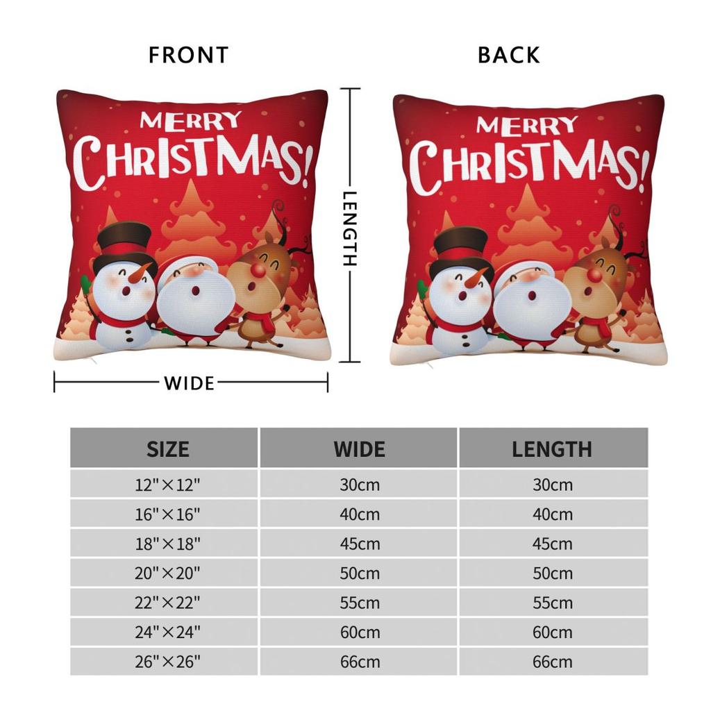 Christmas New Year Pillowcase Printing Polyester Cushion Cover Gift Santa Pillow Case Cover Home Zipper 18''