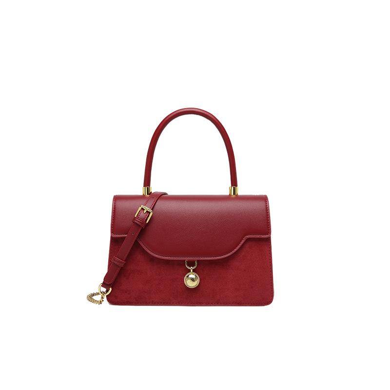 Rote Braut-Hochzeitstasche, Damenhandtasche mit großem Fassungsvermögen zum Umhängen, hochwertig und elegant, Damen-Umhängetasche