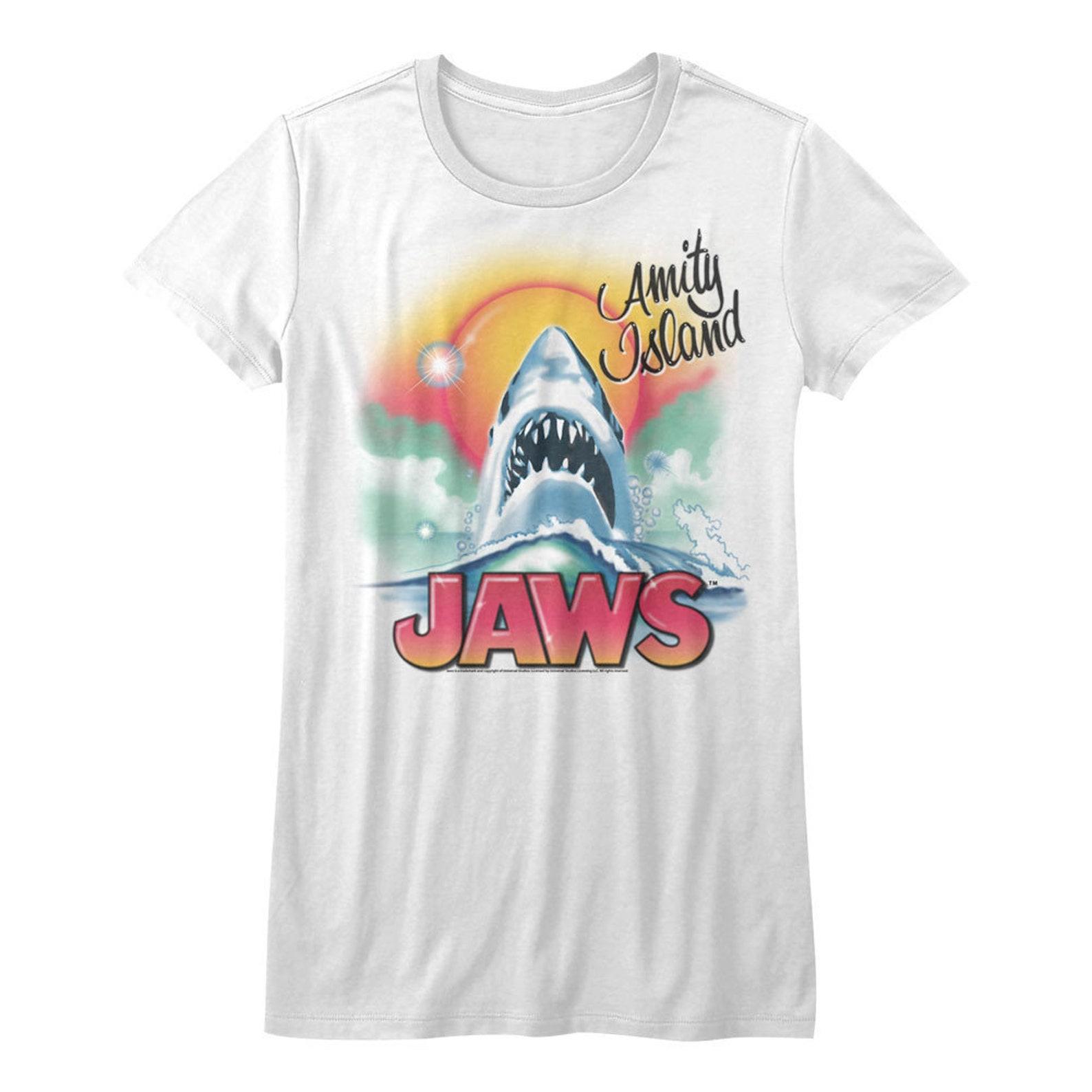 Jaws Beachy Airbrush White Junior Women s T-Shirt 2XL