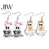 Polished Acrylic Charms Cute Reading Ghost Earrings, Sweet Bowknot Drop Fun Festival Jewelry Lightweight Halloween for Women Girls