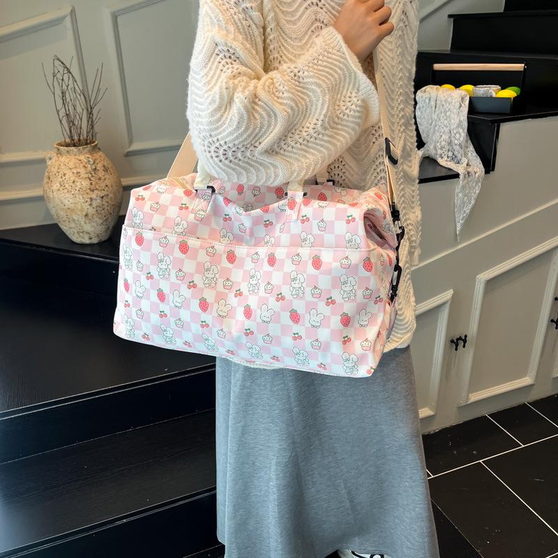 Cute Printed Large-capacity Travel Bag Can Be Set with Tie Rod Short-distance Duffel Bag, Student Accommodation Boarding Sports Fitness Bag