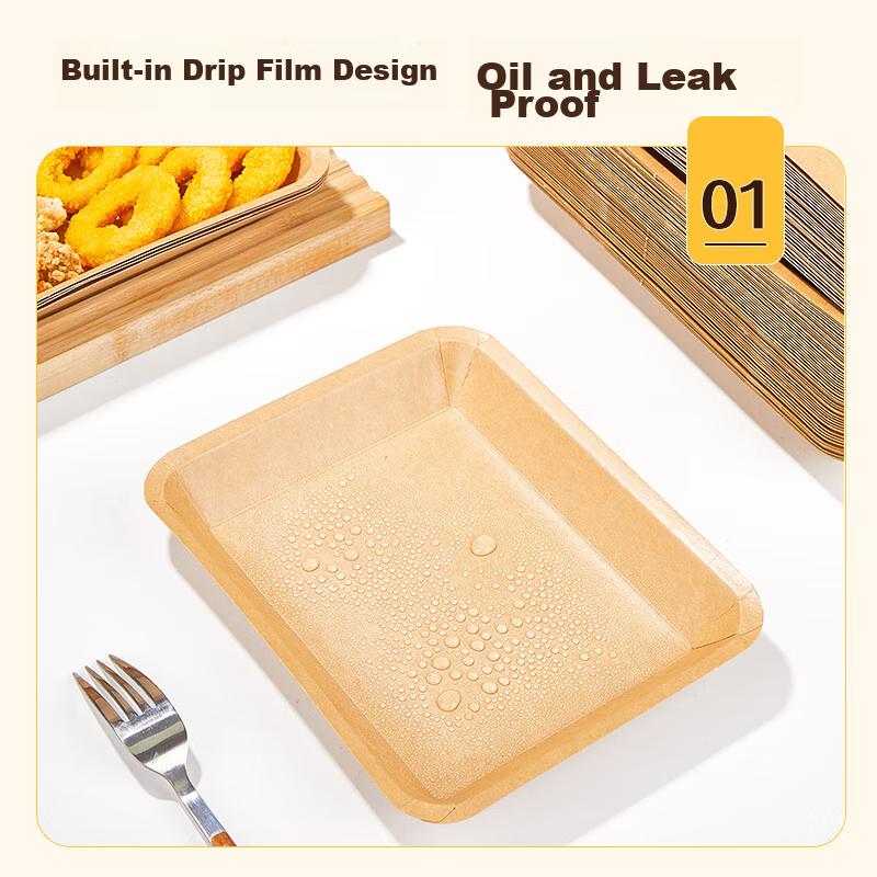 SHUANG YU Biodegradable Disposable Plates, 750ml*20 Pieces, Kraft Paper Plates for Barbecue, Dining, Snacks And Fruits