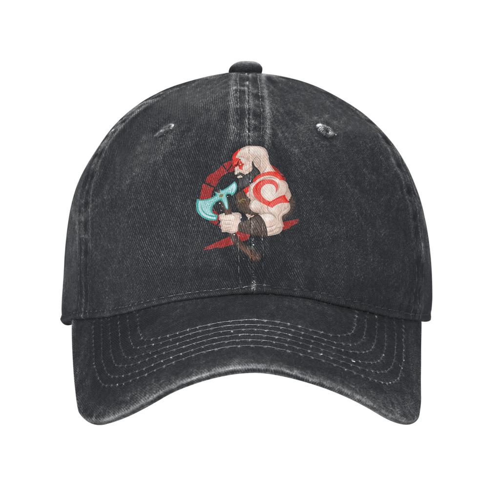 Kratos Warrior God of War Baseball Cap Casual Distressed Denim Sun Cap for Men Women Outdoor Activities Adjustable Caps Hat