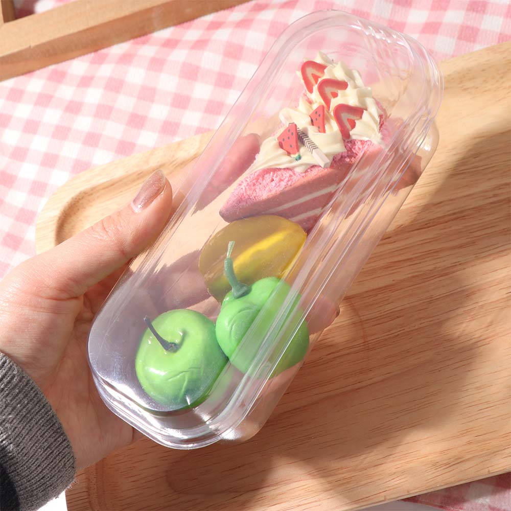Disposable Mousse Dessert Box With Lid Square Acrylic Food Cake Cup Clear Plastic Cups  Salad
