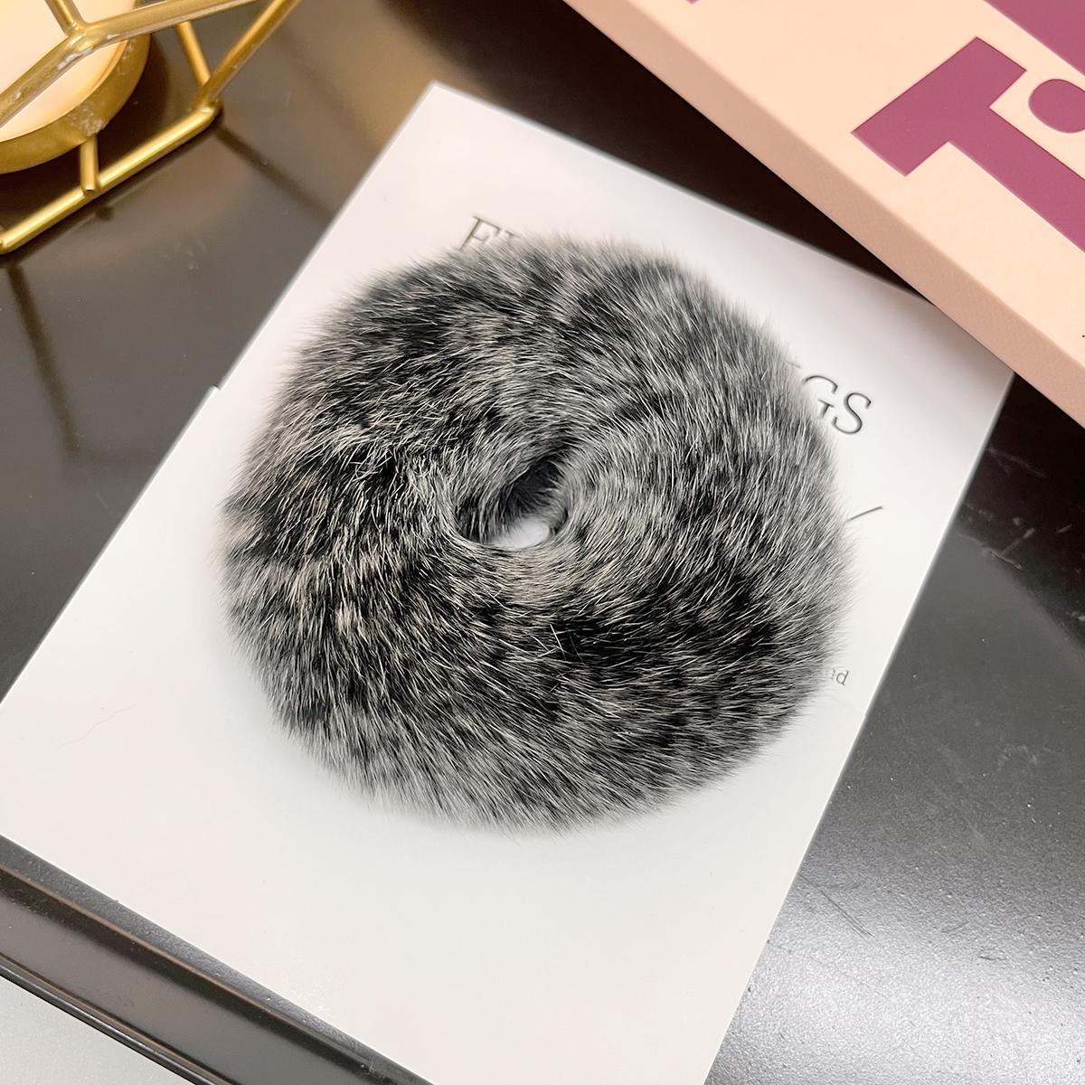 

Настоящая выдра из кроличьей шерсти, петля для волос с толстой кишкой, резинки для волос для женщин, эластичные петли для волос, модные аксессуары для волос