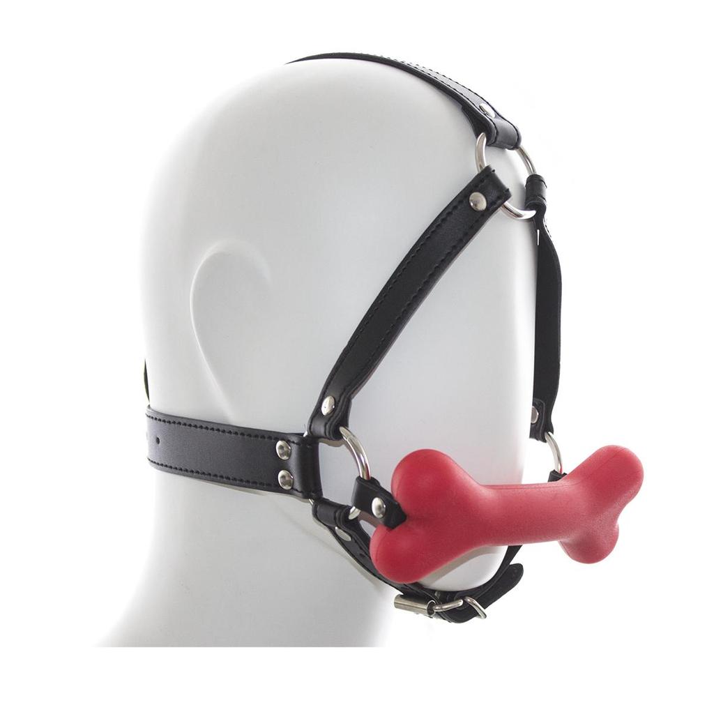 VaHppy Gag Máscaras Sexo Oral Jogos de Casal Role Play Cosplays Rainha Condicionamento Escravo de Cão PU Silicone Ossos de Cão Bolas de Sucção Argola O Bondage