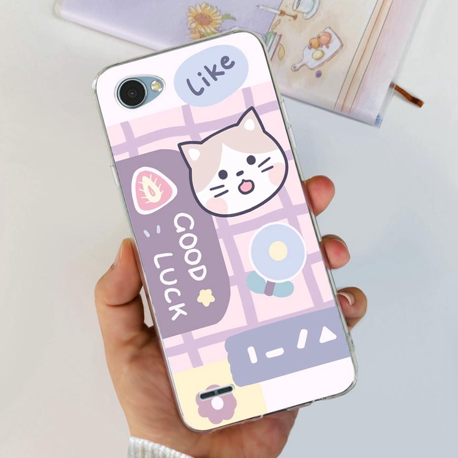 For LG Q6 Q6a Q6+ M700 X600K X600L X600S Cute Flower Cat Painted Phone Case For LG Q6 Plus Q 6 Alpha Soft Silicone TPU Cases