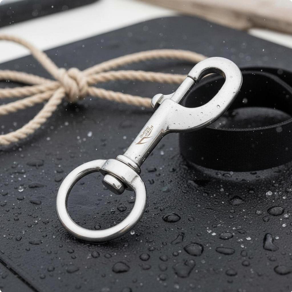 Swivel Eye Bolt Snap Hook Single End Stainless Steel Diving for Boating Silver 75MM