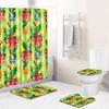 Christmas Waterproof Shower Curtain Floor Mat Four-Piece Set, Bathroom Water-Absorbing Non-Slip Door Mat, Shower Room Water-Absorbing Carpet