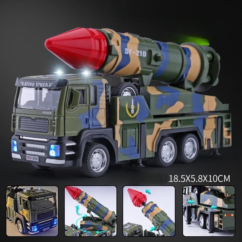 1:32 Scale Missile Rocket Launcher Car Toy Model Alloy Sound Light Military Series Engineering Vehicle Toys for Children Toys
