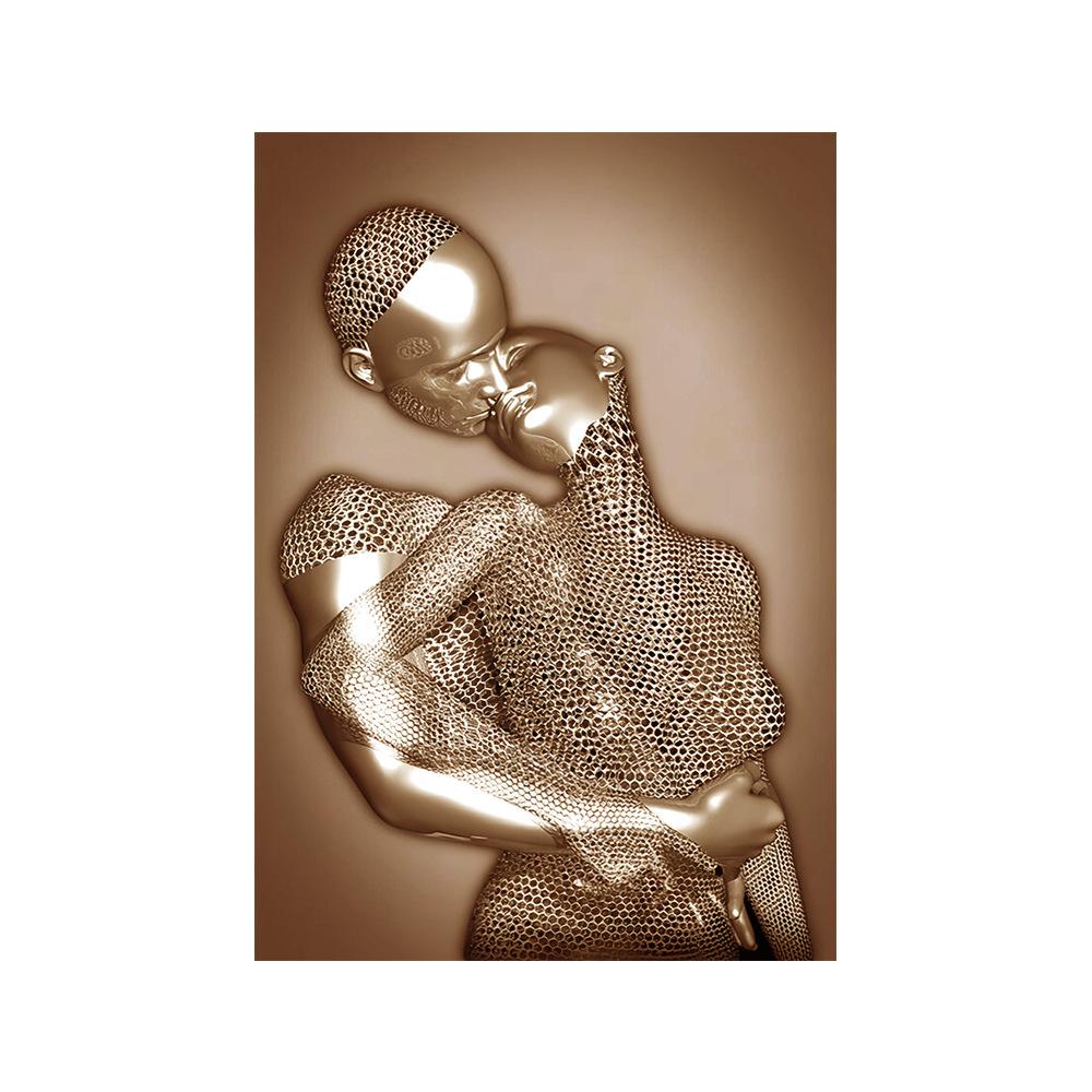 

3D современная металлическая фигурка, статуя, художественная картина на холсте, романтические абстрактные постеры и принты, настенные панно для гостиной, домашний декор 20x30cm