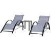 Three-Piece Curved Sun Lounger Set - Light Grey