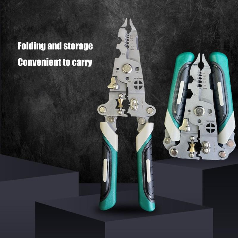 Folding Wire Stripper Crimper Tool with Cutting Function Portable Design Cable Stripper Crimper With Folding Handle