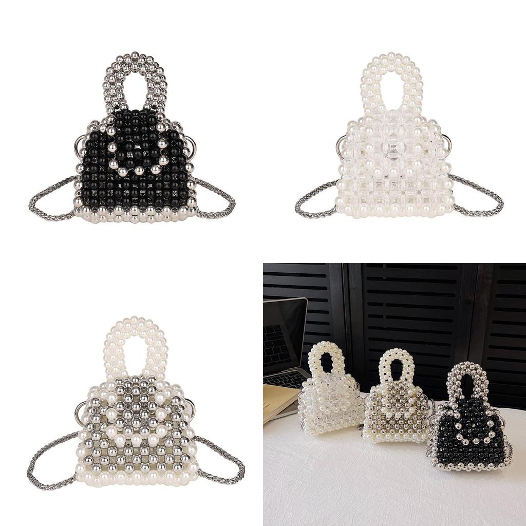 Mini Pvc Chain Bag For Women With Beaded Detailing And Urban Minimalist Style