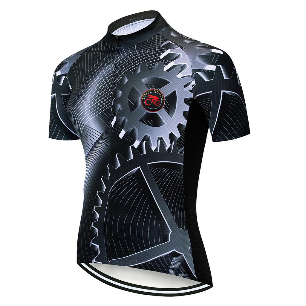 2026 Summer Breathable Cycling Suit Set, Gear Short-sleeved Cycling Suit Set, Sweat-absorbing Breathable Side Strip Short-sleeved Strap Cycling Suit