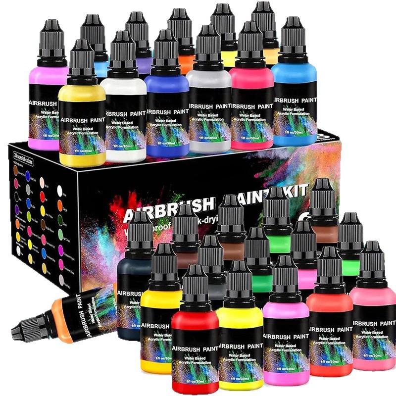 30ML Multi-functional Water-Based Acrylic Airbrush Paint Set - 28/12 Colors for Model and Canvas DIY Projects