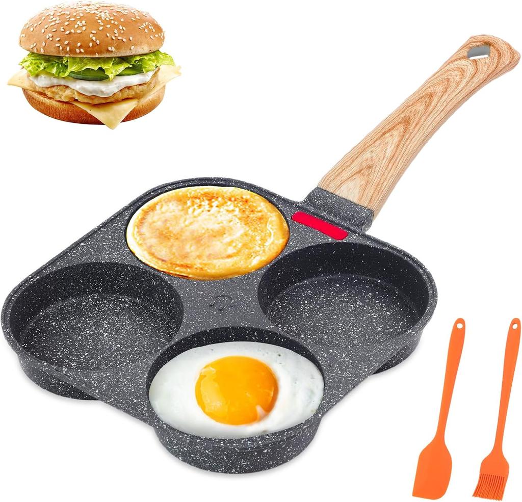 4-Cup Egg Pan Nonstick, Healthy Aluminum Omelette Pan, Breakfast Omelette Skillet for Fried Eggs Cooker, Pancakes, Suit