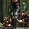 Vintage 3D kötött leggings nőknek gótikus mintával magas derék szűk nadrág Y2K punk utcai viselet rugalmas karcsúsított nadrág