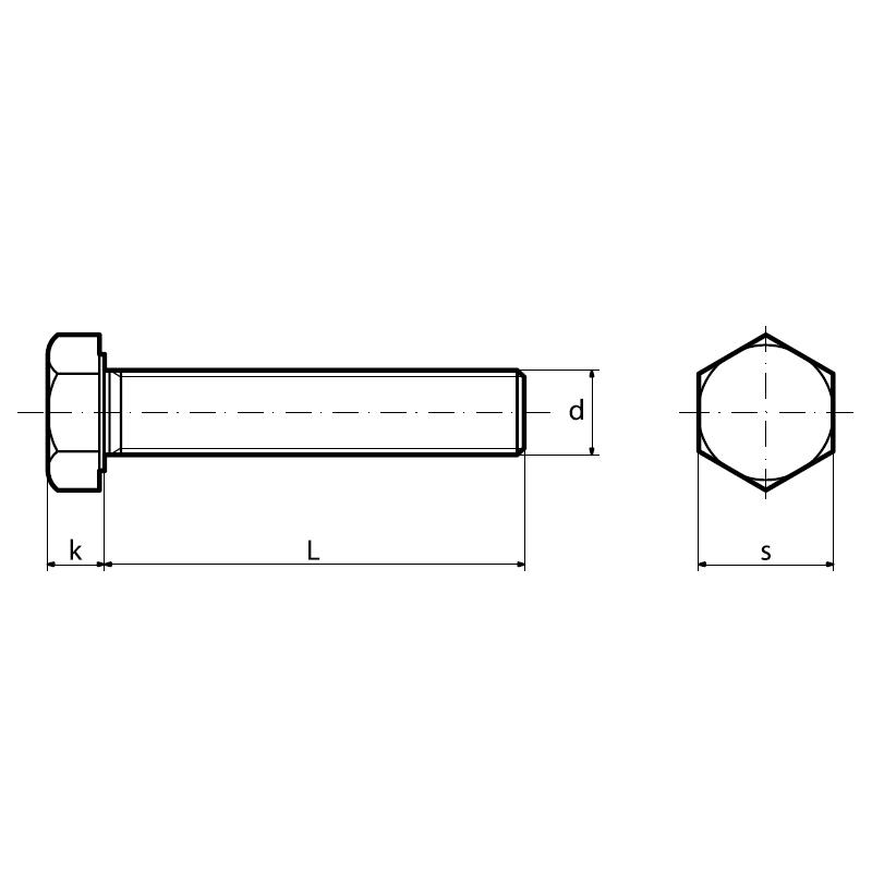 6K Screw for Key DIN933 KL 8.8 Galvanized 1KG M12X30