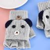 Winter Warm Gloves Cartoon Dog Glove with Flip Top Knitted Half Finger Gloves