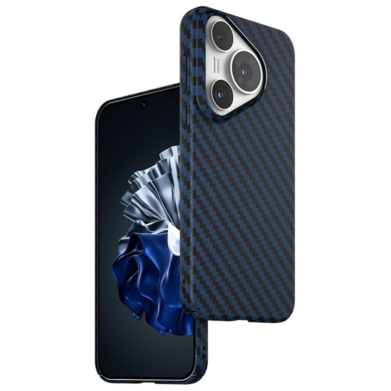 

For Huawei Pura 70 Pro/Pura 70 Pro+ Case Carbon Fiber Texture PC Phone Cover Blue
