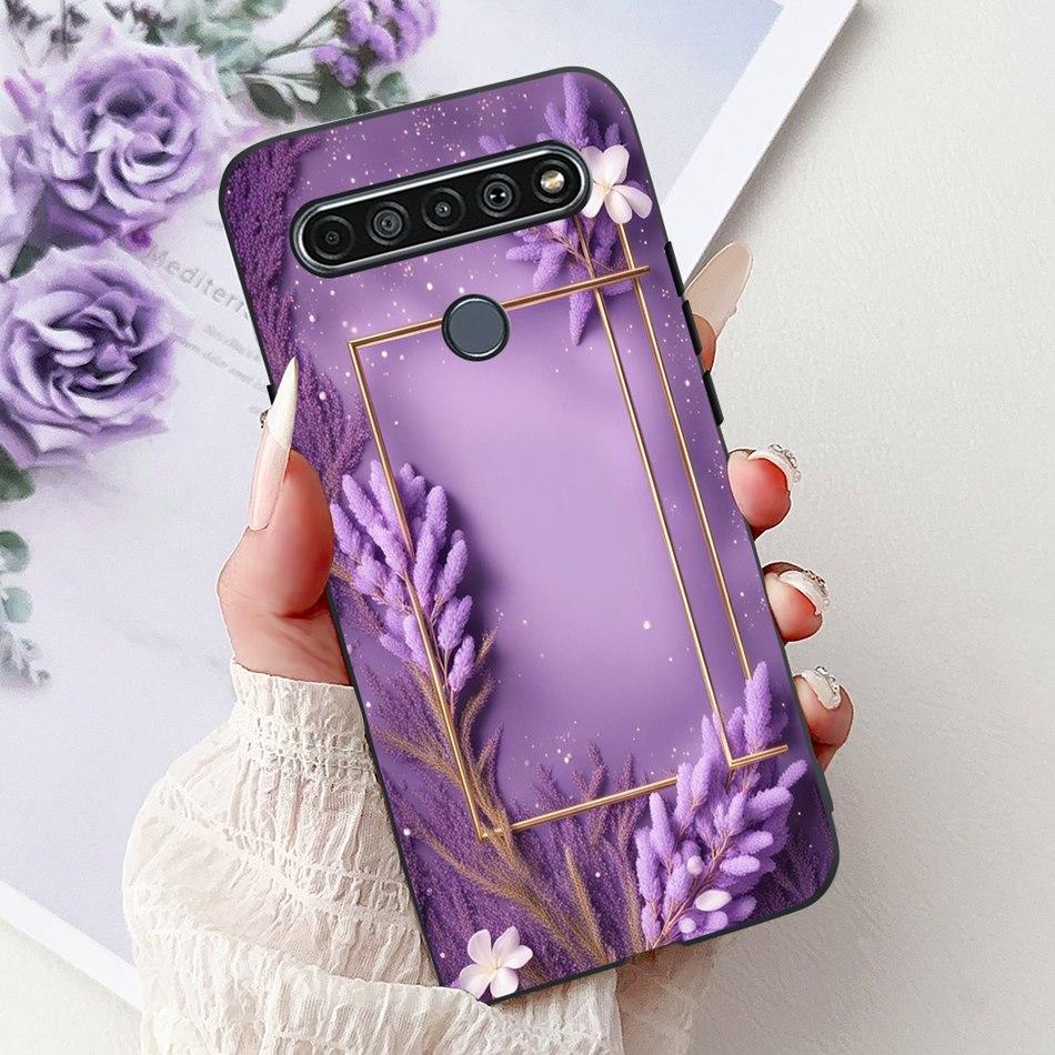 For LG K41S K51S 2020 Elegant Floral Cat Printed Phone Case For LG K41S K51S LM-K410 LM-K510 Black Silicone Soft Cases