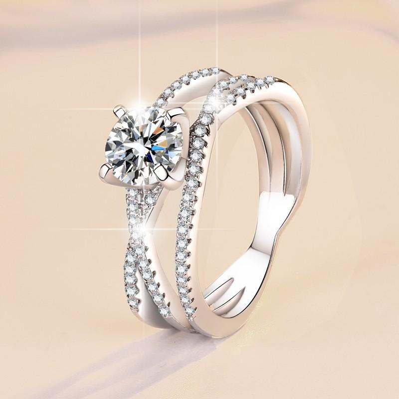 D farge 1 karat moissanite ring for kvinner S925 sterling sølv gullbelagt pt950 karat ring forlovelsesring giftering gave til kjæresten