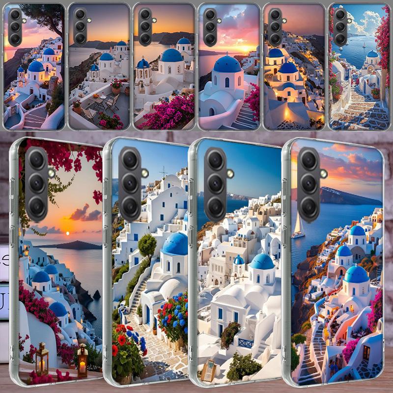 Greece in summer. Santorini Phone Case for Samsung A16 A26 A36 A56 A17 A37 A57 A07 A06 A02S A03 A04S A05S Galaxy Note 20 10 A50S