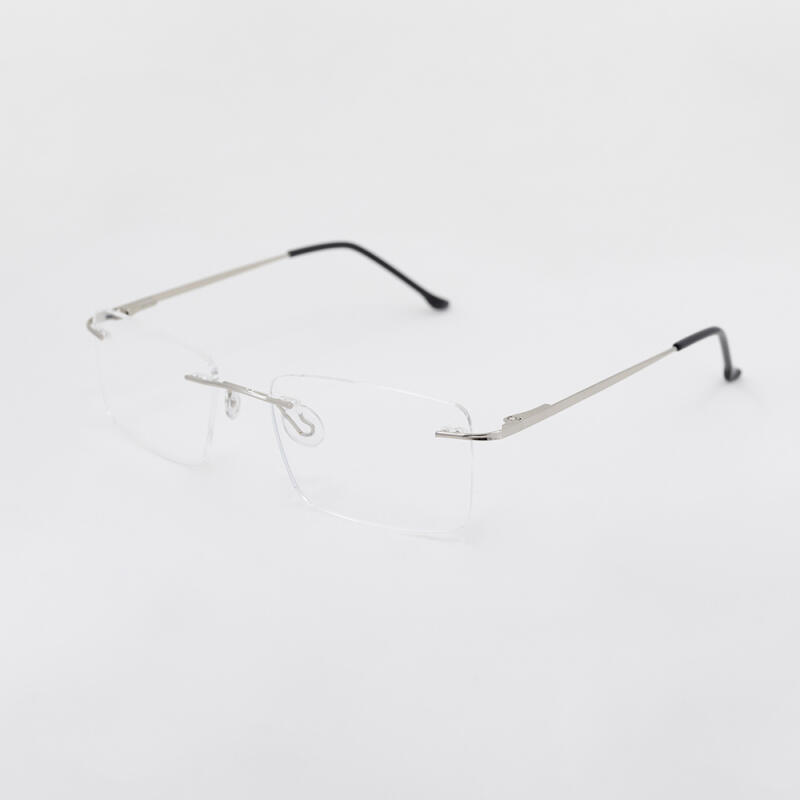 SBKA TxT2-C02 Rimless Glasses Square Silver Frame