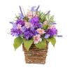 Elegant Basket with Beautiful Blooms Artificial Flowers Wreath Handmade Artfully Floral for Home and Office Enhancement