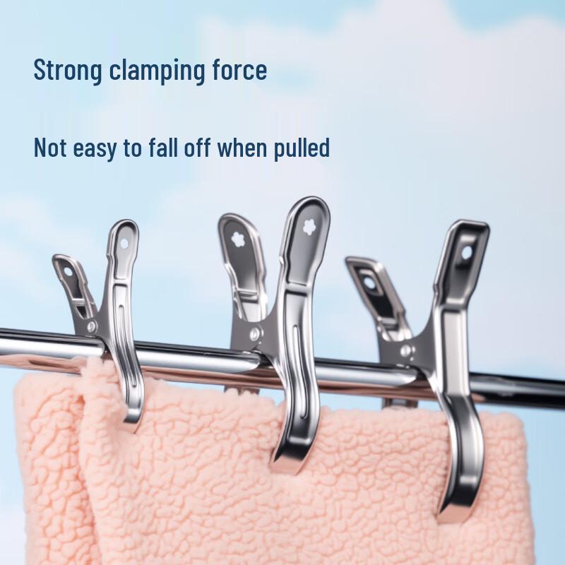 Deli Stainless Steel Windproof Clothes Clips (4-pack)