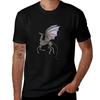 Mechanical Skeletal Pegasus with Iridescent Wings Black T-Shirt