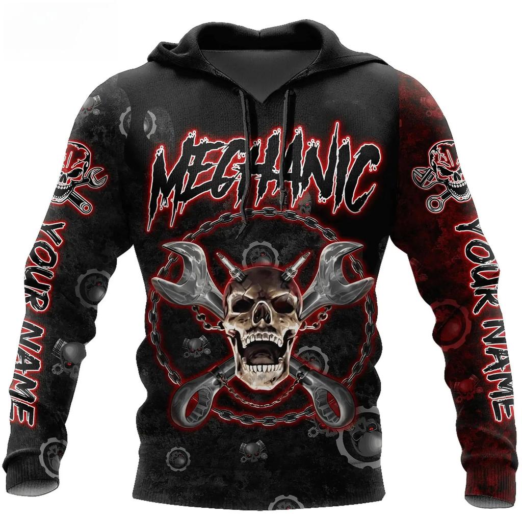 Supercool Mechanic Beer Billiards Skull Men' Hoodie Sweatshirt 3D Print Fashion Autumn And Winter Casual Coat Unisex Oversized C