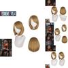 Biohazard 4 Remake Ashley Graham Wig Short Brown Pear Blossom Style Cosplay Hairpiece
