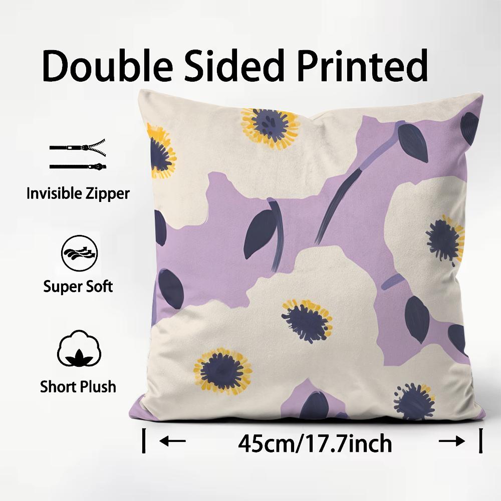 Flower INS Cushion Cover Plush Fabric Soft DoubleSided Printed Sofa Warm Winter Home Child Gift Pillow Case