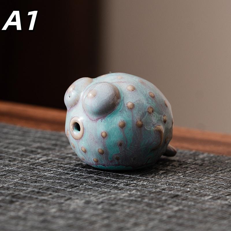 Ceramic Fish Statue Tea Pet Little Fish Spit Bubbles Under Cup Bottom Pink Bubble-Spitting Piggy Ornament Water Cups Decor Gift