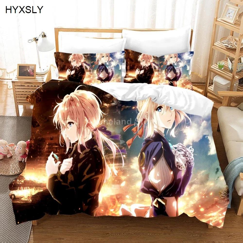 Anime Violet Evergarden 3d Beding Set Soft Duvet Cover Sets Warm Comforter Japanese Children Kids Carton Young Boys Bed Linen Quen King Single Sized