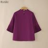 ZANZEA Women Casual Round Neck Flare Half Sleeve Loose Blouse