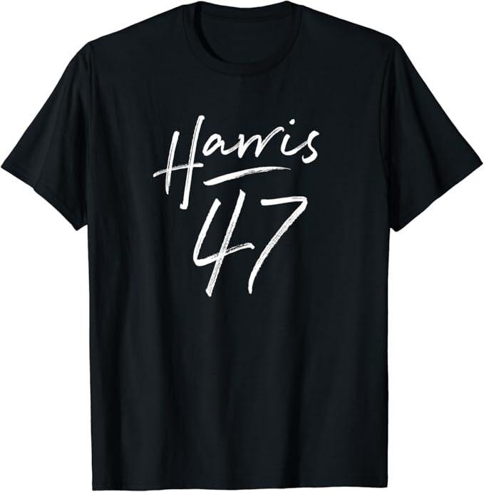 

Kamala Harris 47 Feminine Script for Women Girls Harris 2024 T-Shirt, Size S-5XL S