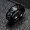 8MM Stainless Steel Black Carbon Fiber Ring Fashion Red/Blue Unisex Cool Charm  Gift for Men Women