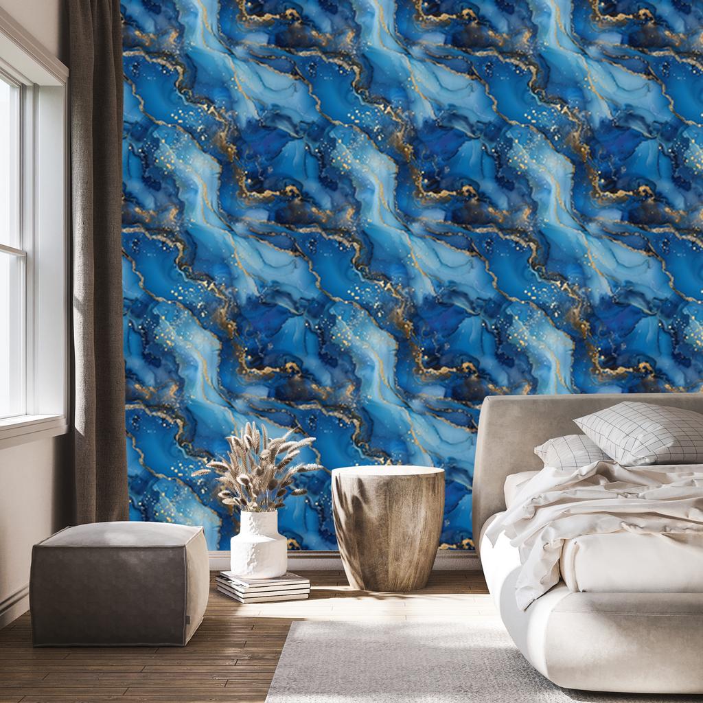 Wallpaper Ink blue, navy blue, turquoise and graphite 50x1000