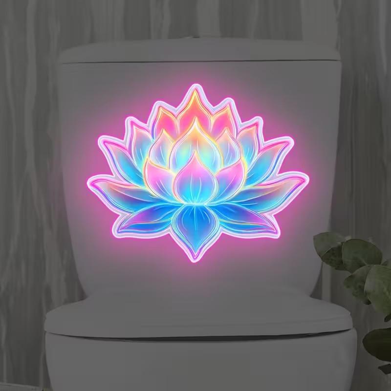 Glow-In-The-Dark Lotus Dahlia Fiets Bloem Toilet Stickers Zelfklevend Verwijderbaar Uv Nacht Decal Muurstickers Badkamer Decor