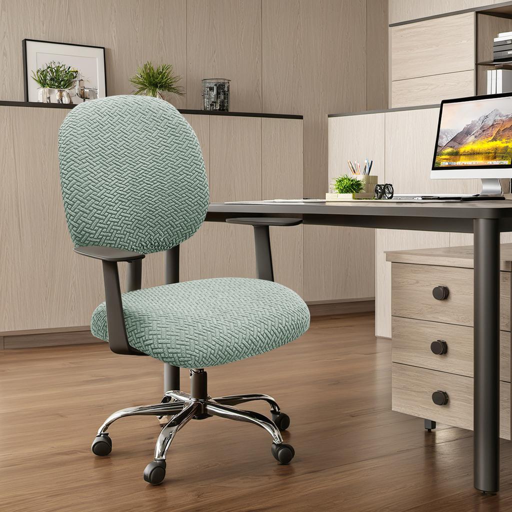 2pcs Jacquard Office Chair Cover Stretchable Office Computer Chair Slipcovers Washable Universal Desk Rotating Chair Protector